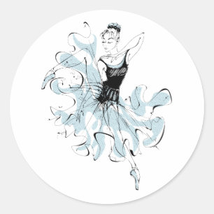 Ballerina Sketch in Blue Ronde Sticker