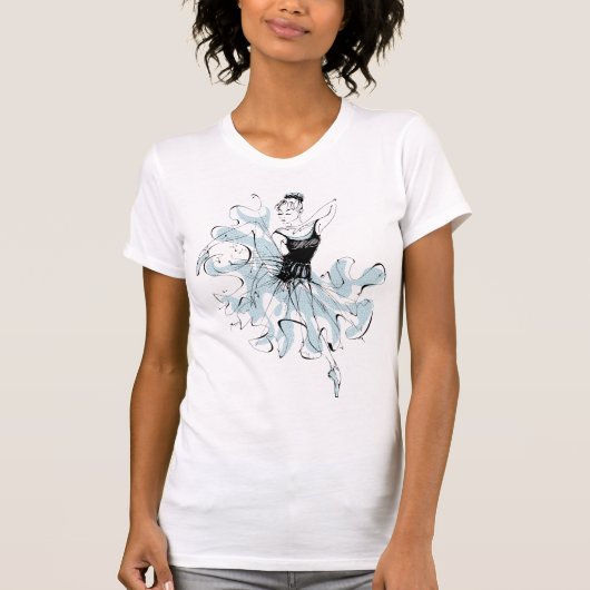 Ballerina Sketch in Blue T-shirt (Voorkant)
