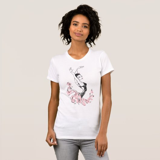 Ballerina Sketch in roze T-shirt (Voorkant volledig)