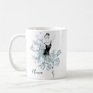 Ballerina Sketch personaliseren in Blue Koffiemok
