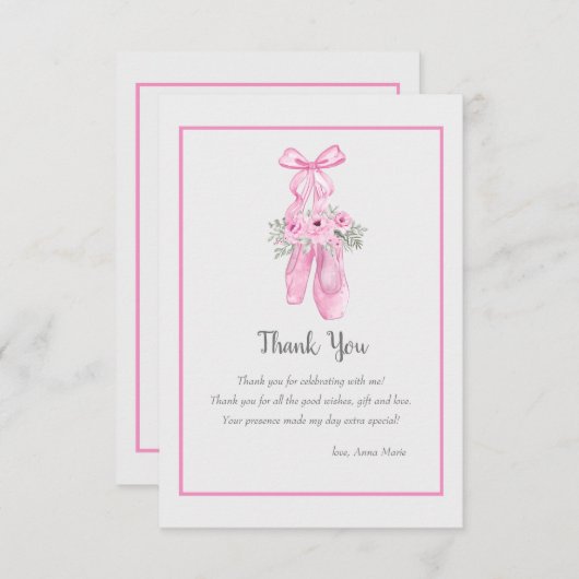 Ballerina Slippers Dank u kaart (Voorkant / Achterkant)