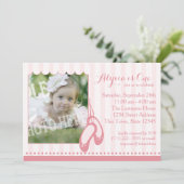 Ballerina Slippers Eerste Verjaardag met Foto Kaart (Staand voorkant)