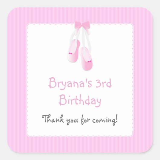 Ballerina Slippers Pink Ballet Party Stickers (Voorkant)