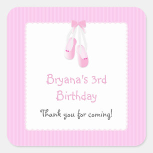 Ballerina Slippers Pink Ballet Party Stickers