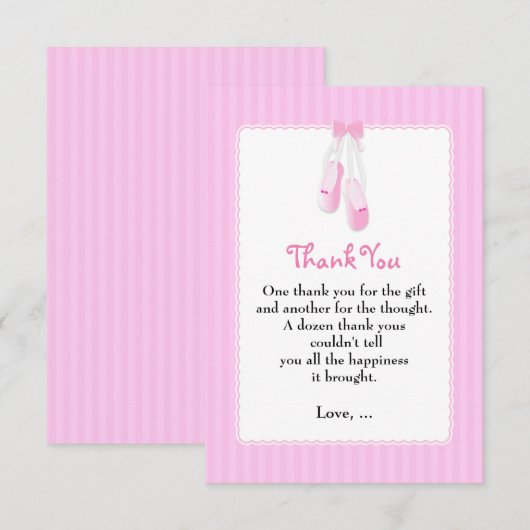Ballerina Slippers Roze Ballet Dank u Kaarten (Voorkant / Achterkant)