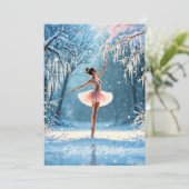 Ballerina sneeuwdans winter schoonheid kunst feestdagenkaart (Staand voorkant)