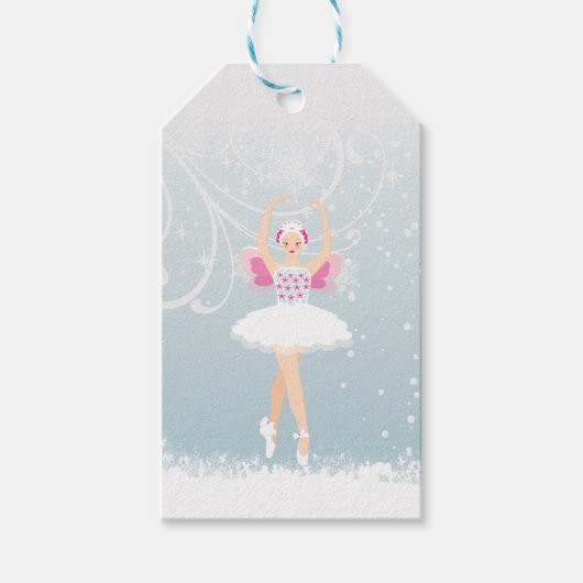 Ballerina, sneeuwvlokken Winter Wonderland Cadeau  Cadeaulabel (Voorkant)