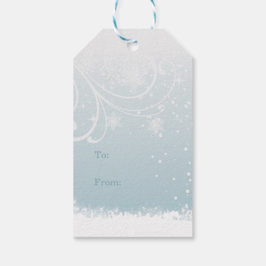Ballerina, sneeuwvlokken Winter Wonderland Cadeau  Cadeaulabel (Achterkant)