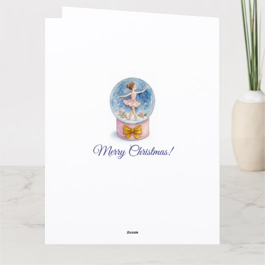 Ballerina Snow Globe Christmas Holiday Card Kaart (Achterkant)