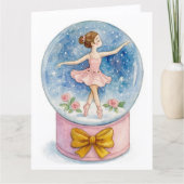 Ballerina Snow Globe Christmas Holiday Card Kaart (Voorkant)