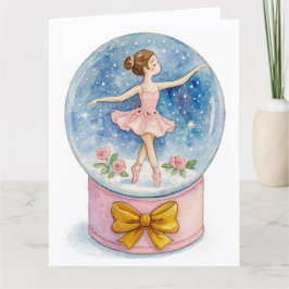 Ballerina Snow Globe Christmas Holiday Card Kaart