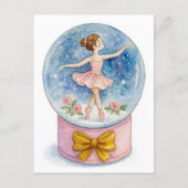 Ballerina Snow Globe Christmas Postcard Feestdagenkaart (Voorkant)