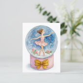 Ballerina Snow Globe Christmas Postcard Feestdagenkaart (Staand voorkant)