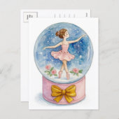Ballerina Snow Globe Christmas Postcard Feestdagenkaart (Voorkant / Achterkant)