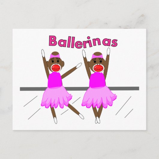 Ballerina Sock Monkeys—Schattig design Briefkaart (Voorkant)