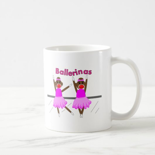 Ballerina Sock Monkeys—Schattig design Koffiemok (Rechts)