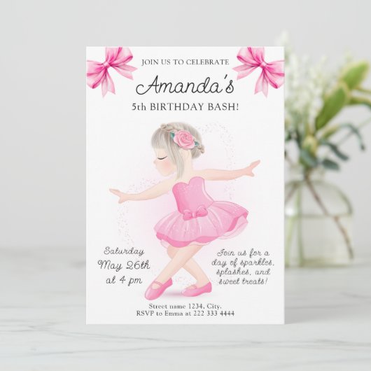 Ballerina Sparkle verjaardagsfeest Kaart (Staand voorkant)