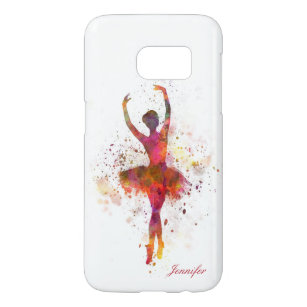 Ballerina Splatter Art Persoonlijke naam   Ballet Samsung Galaxy S7 Hoesje
