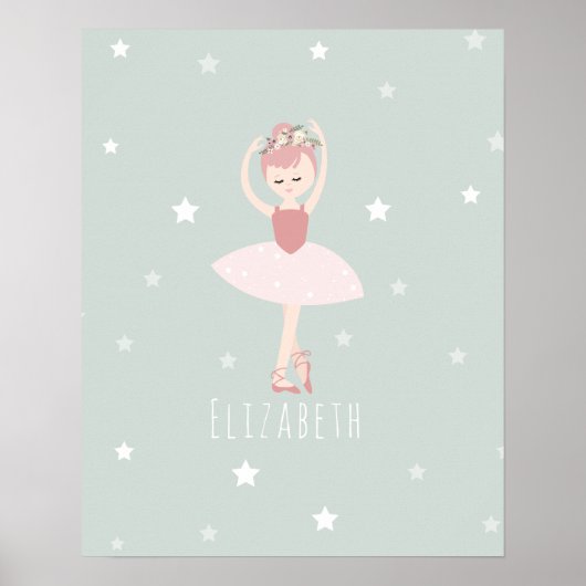 Ballerina Stars Baby Girl Nursery Poster (Voorkant)