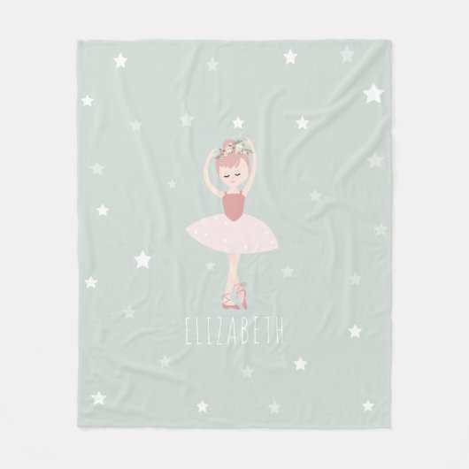 Ballerina Stars Blauwgroen Fleece Deken (Voorkant)