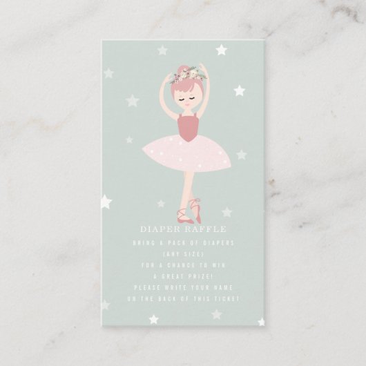 Ballerina Stars Blue Baby Diaper Informatiekaartje (Voorkant)