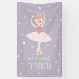 Ballerina Stars Paars Girl Baby shower Spandoek
