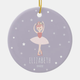 Ballerina Stars Paarse kerst met klein meisje Keramisch Ornament