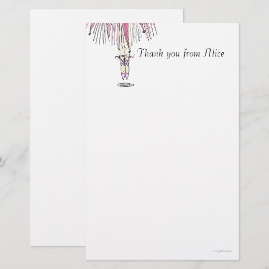 Ballerina Stationery - Alice in Pink en Lavernder Briefpapier (Voorkant / Achterkant)