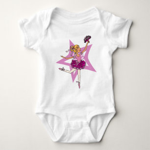 Ballerina ster in roze met blonde haarhoorntop romper