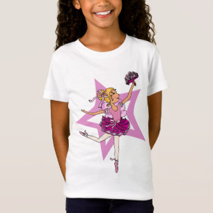 Ballerina ster in roze met blonde haren ringertop t-shirt