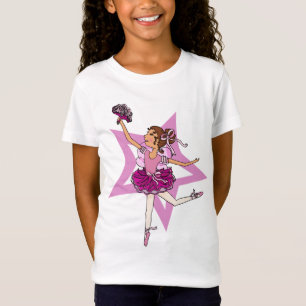 Ballerina ster in roze met donker haar boven t-shirt
