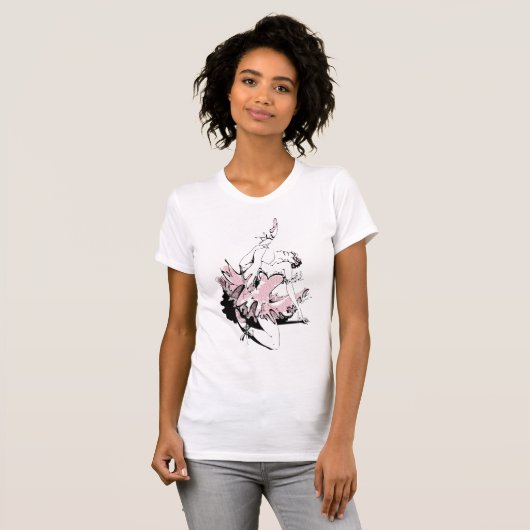 Ballerina Stretching in Pink tutu T-shirt (Voorkant volledig)