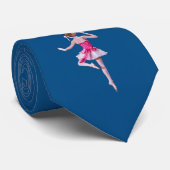 Ballerina Stropdas in donkerblauw en roze (Opgerold)