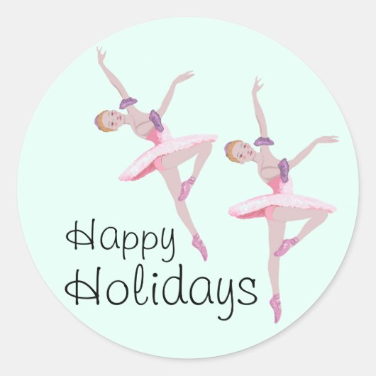 Ballerina Sugar Plum Fairy Notenkraker Kerst Ronde Sticker (Voorkant)