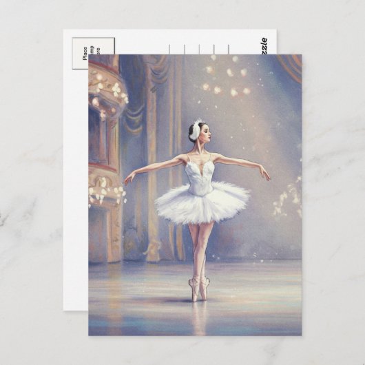 Ballerina Swan Lake Ballet Waterverf Briefkaart (Voorkant / Achterkant)