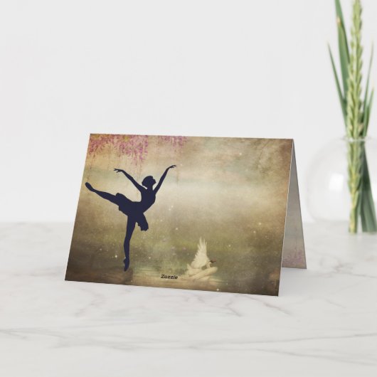 Ballerina Swan Lake Dance Birthday Kaart (Achterkant)