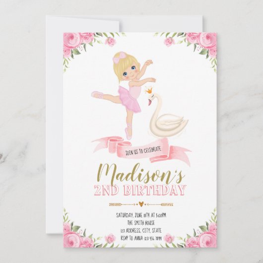 Ballerina swan Tutu leuke verjaardagsfeestje uitno Kaart (Voorkant)