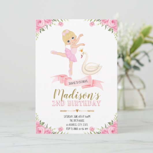 Ballerina swan Tutu leuke verjaardagsfeestje uitno Kaart (Staand voorkant)