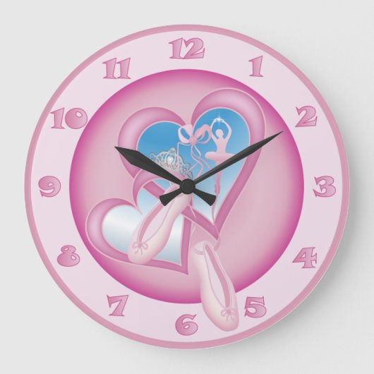 Ballerina Sweetheart - Ballet Clock Grote Klok (Voorkant)