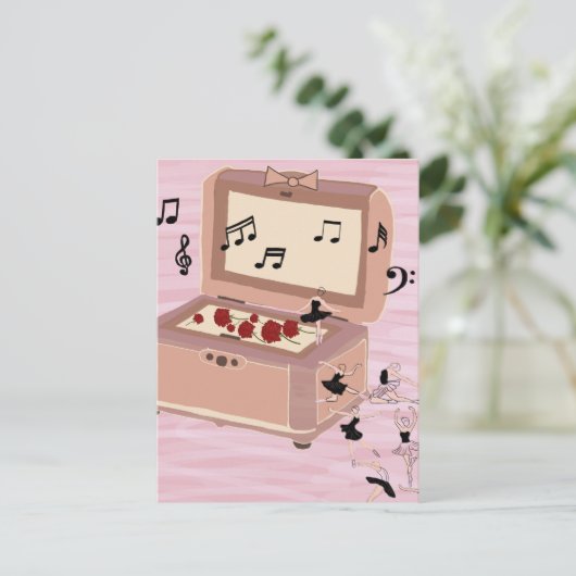 Ballerina Symfonie in een doos - Ballerina Art Uitnodiging Briefkaart (Staand voorkant)