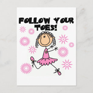 Ballerina T-shirts en cadeaus met 'Follow Your Toe Briefkaart
