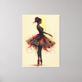 Ballerina Tanzt in Farbexplosion Canvas Afdruk