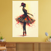 Ballerina Tanzt in Farbexplosion Canvas Afdruk (Insitu (Woonkamer))