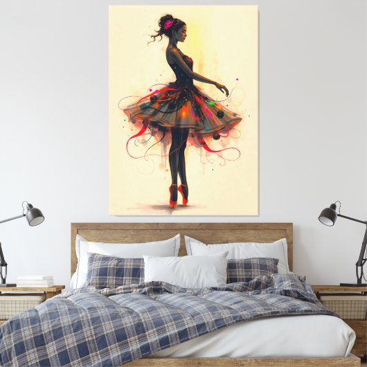 Ballerina Tanzt in Farbexplosion Canvas Afdruk (Insitu (Slaapkamer))