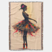 Ballerina Tanzt in Farbexplosion Deken (Voorkant Verticaal)