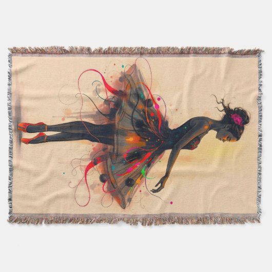 Ballerina Tanzt in Farbexplosion Deken (Voorkant)