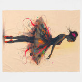 Ballerina Tanzt in Farbexplosion Fleece Deken (Voorkant (Horizontaal))