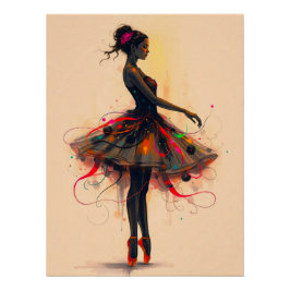 Ballerina Tanzt in Farbexplosion Perfect Poster