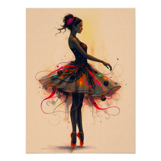 Ballerina Tanzt in Farbexplosion Perfect Poster (Voorkant)