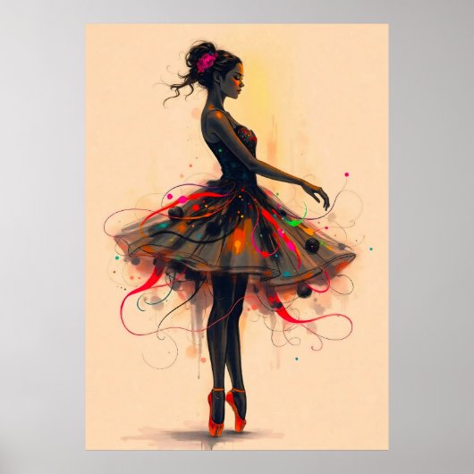 Ballerina Tanzt in Farbexplosion Poster (Voorkant)
